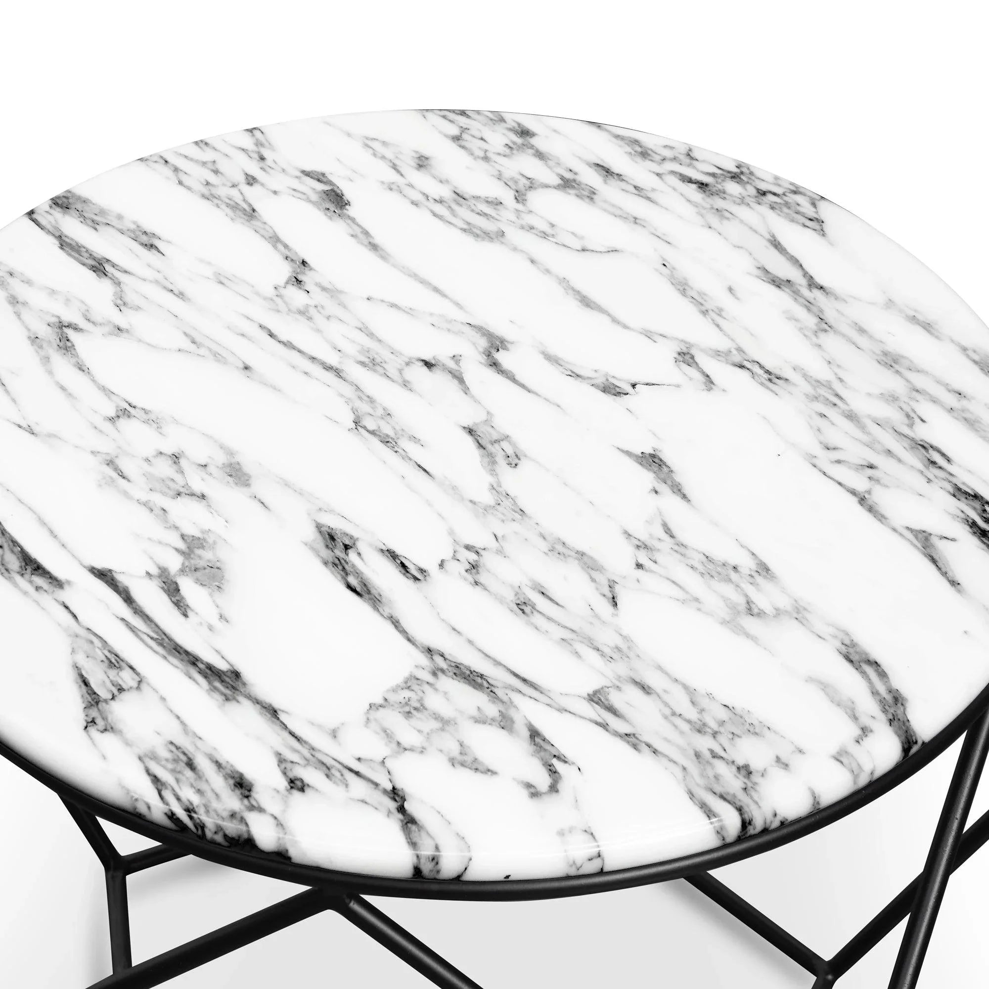 CCF2568-SU Marble 72cm Coffee Table - Matt Black Base - Furniture Castle