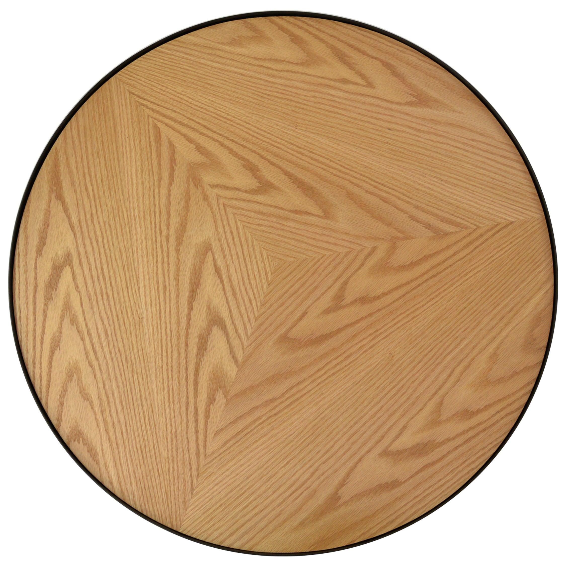 CCF388L-BB 90x45cm Round Coffee Table - Natural Top - Black Frame - Furniture Castle