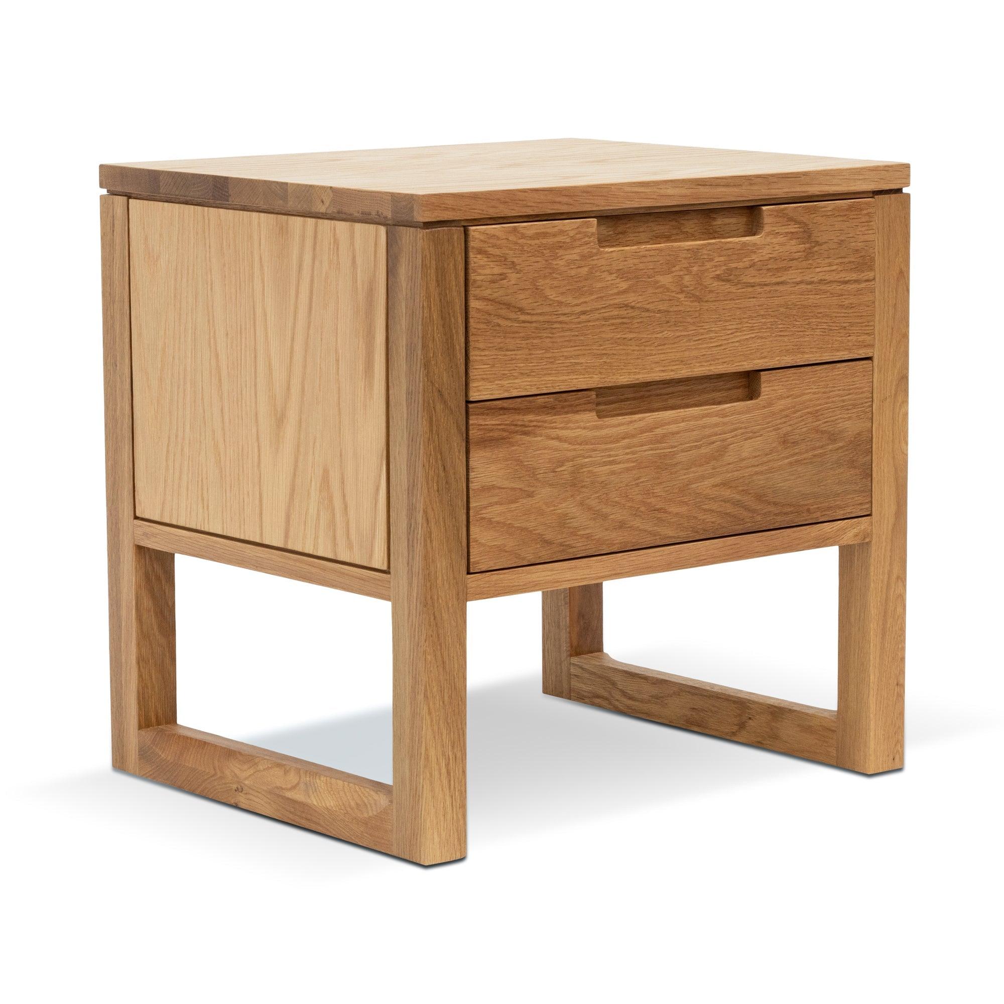 CCF490 2 Drawer Wooden Bedside Table - Natural Oak - Furniture Castle