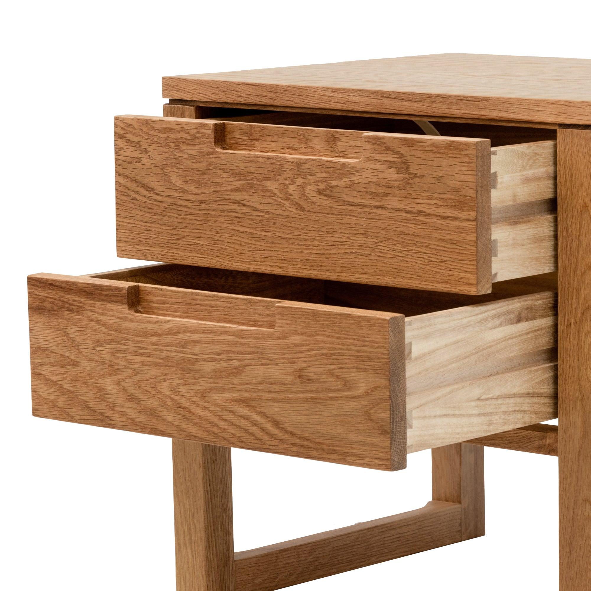 CCF490 2 Drawer Wooden Bedside Table - Natural Oak - Furniture Castle