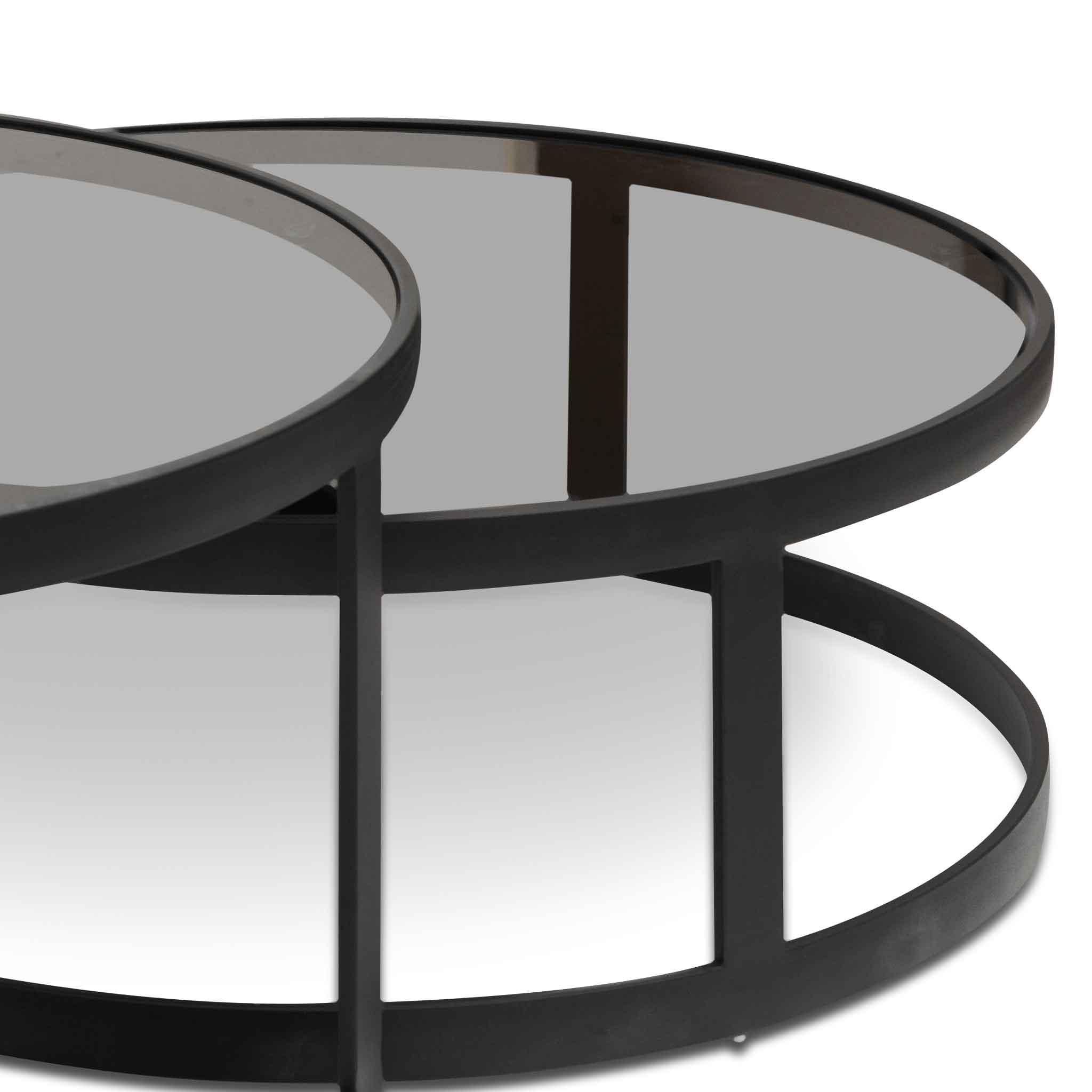 CCF6390-KS Nested Grey Glass Coffee Table - Black Base - Furniture Castle