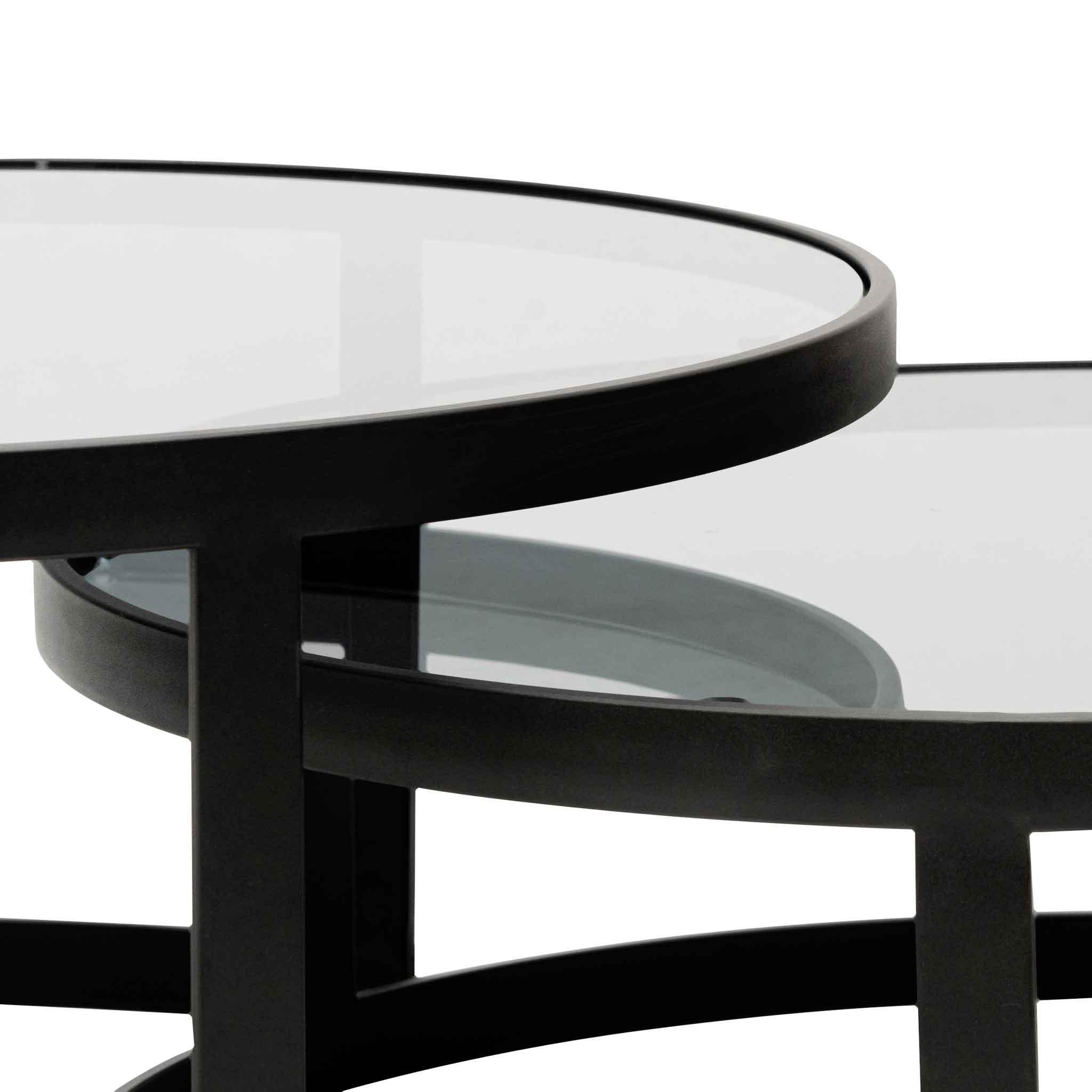 CCF6390-KS Nested Grey Glass Coffee Table - Black Base - Furniture Castle