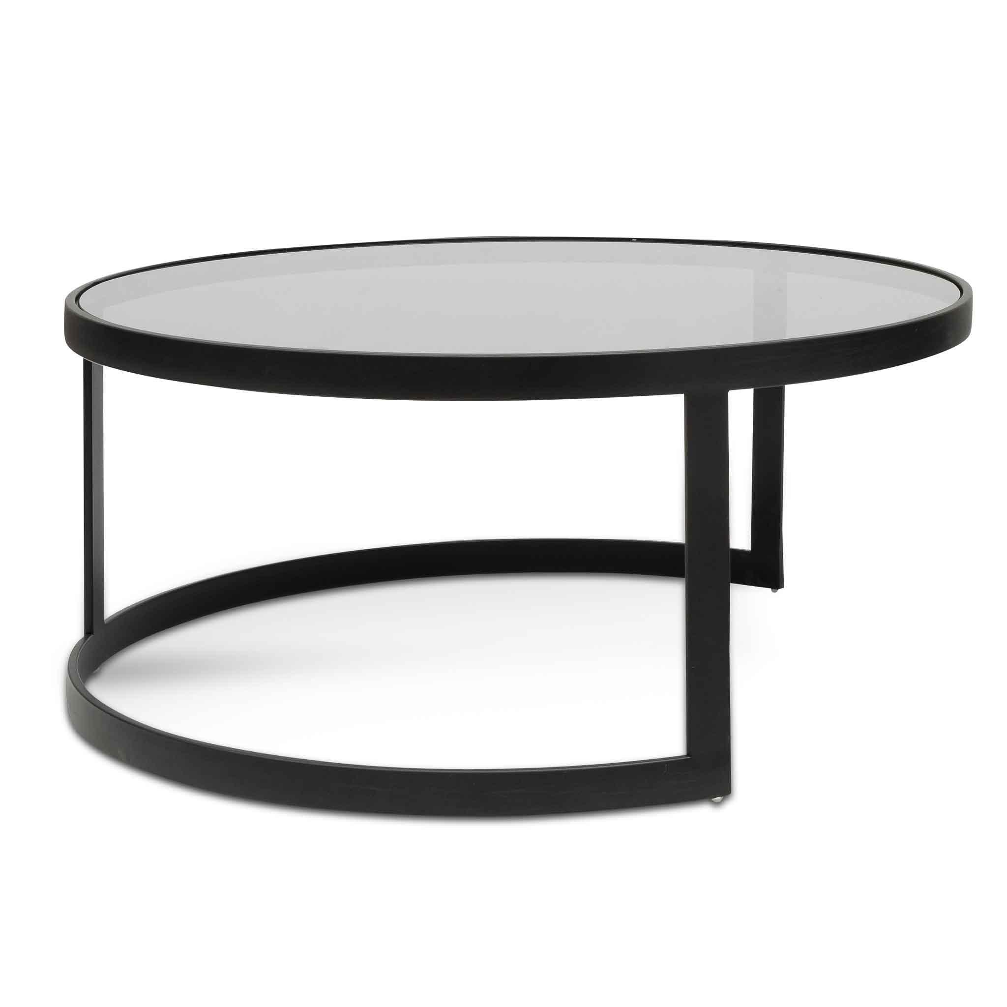 CCF6390-KS Nested Grey Glass Coffee Table - Black Base - Furniture Castle