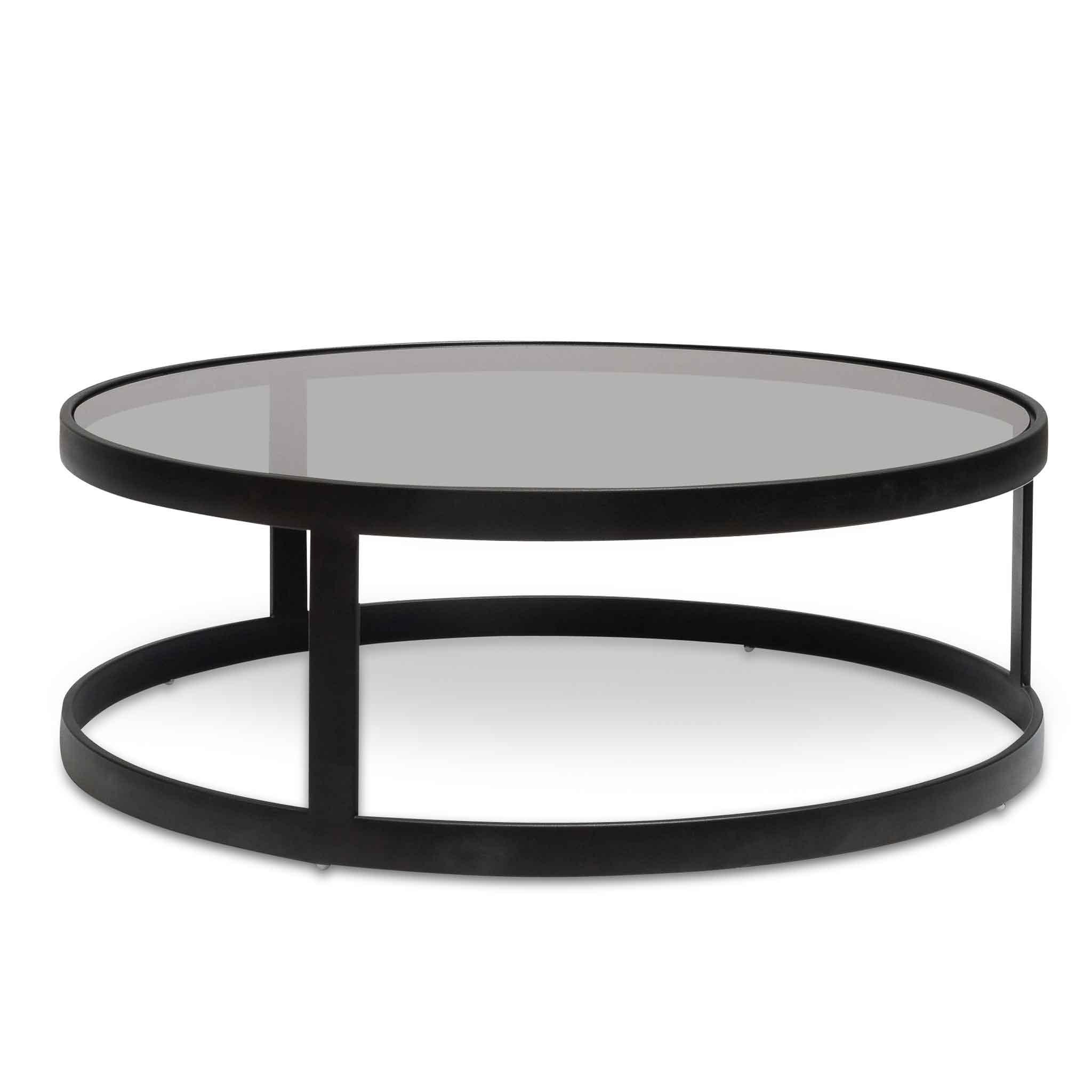 CCF6390-KS Nested Grey Glass Coffee Table - Black Base - Furniture Castle