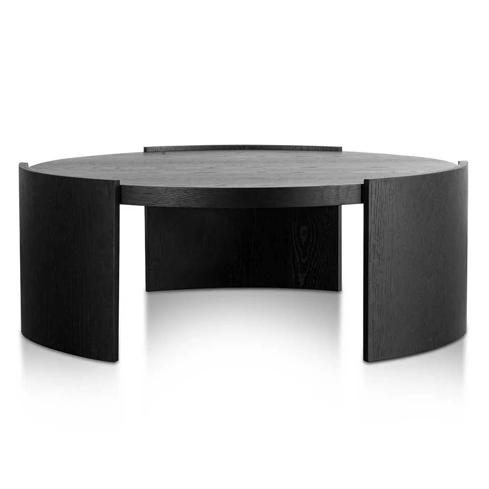 CCF6416-CN 100cm Wooden Round Coffee Table - Black - Furniture Castle
