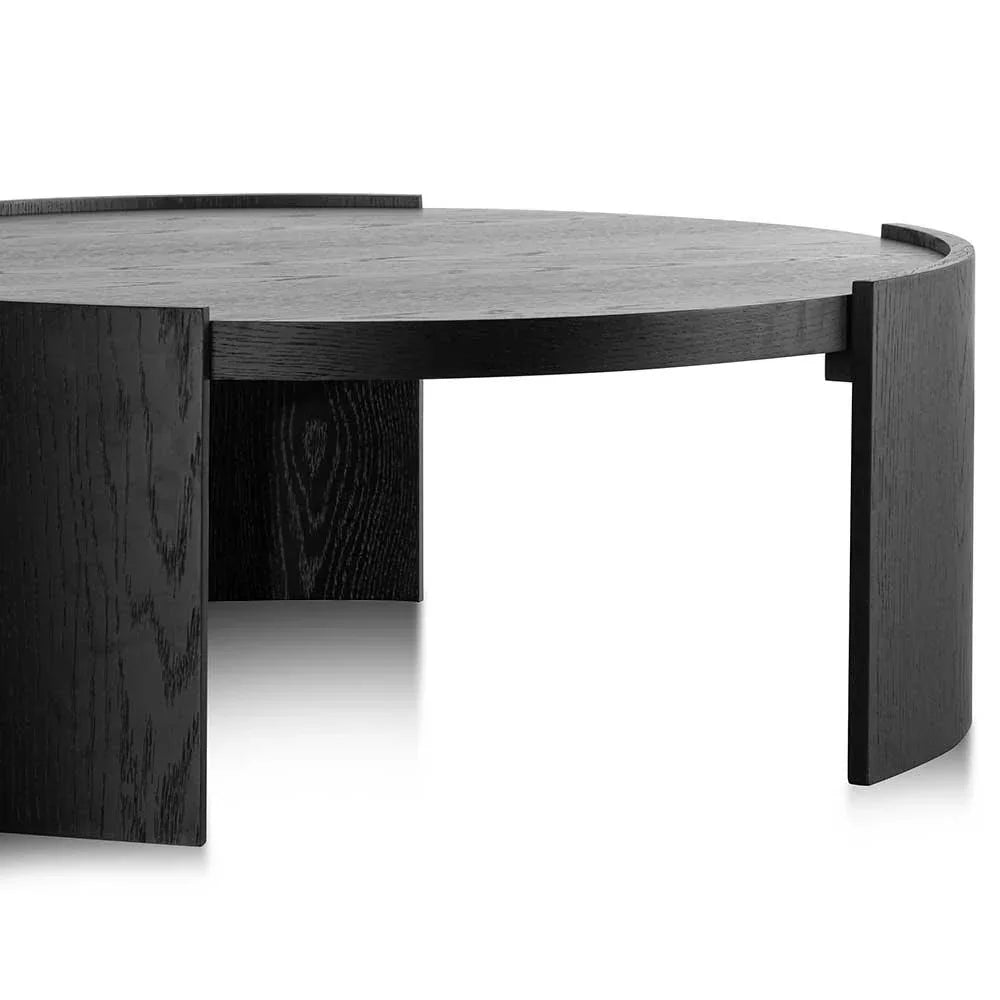 CCF6416-CN 100cm Wooden Round Coffee Table - Black - Furniture Castle