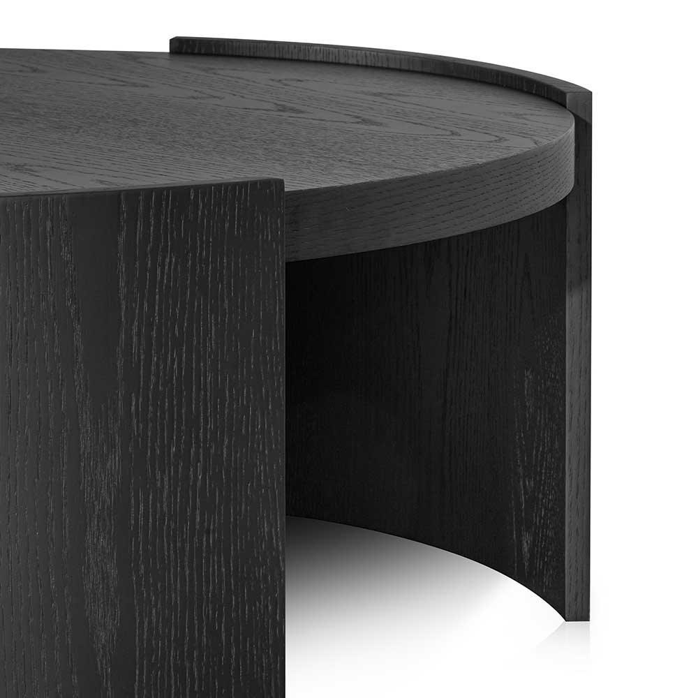CCF6416-CN 100cm Wooden Round Coffee Table - Black - Furniture Castle