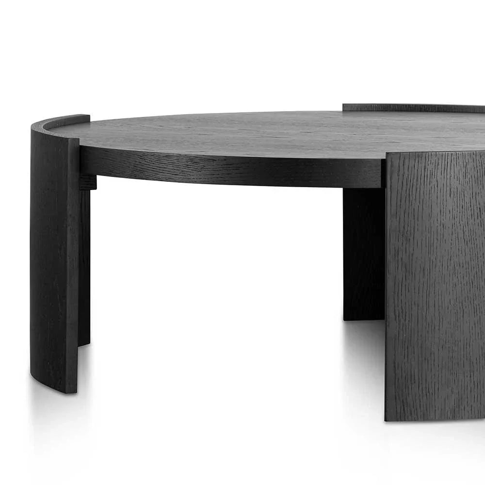 CCF6416-CN 100cm Wooden Round Coffee Table - Black - Furniture Castle