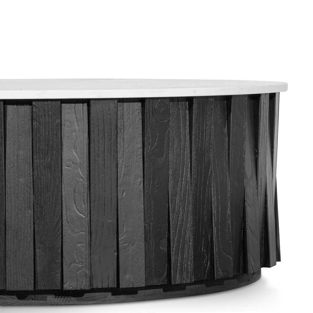 CCF6478-NI Porcelain Round marble Coffee Table - Black - Furniture Castle