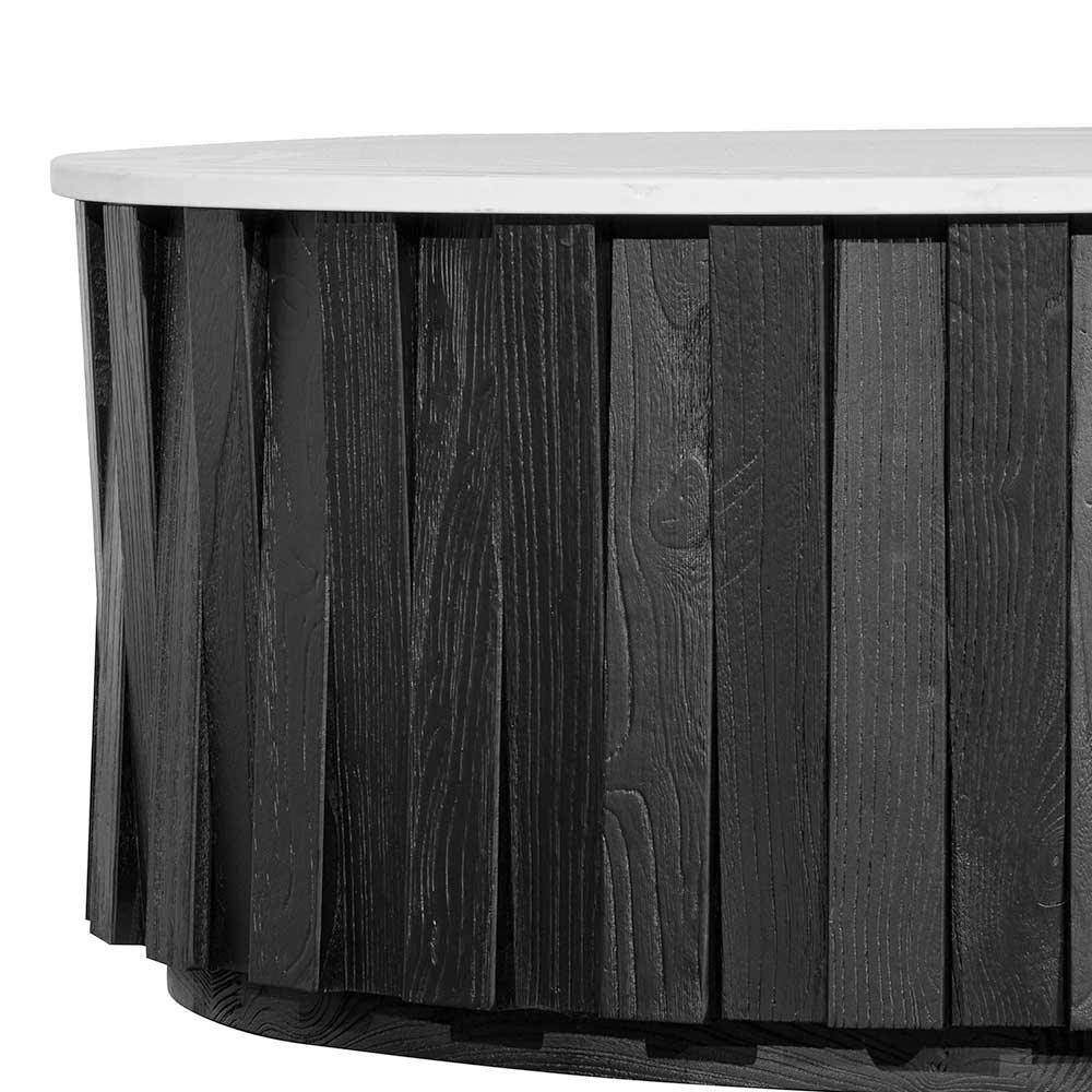 CCF6478-NI Porcelain Round marble Coffee Table - Black - Furniture Castle