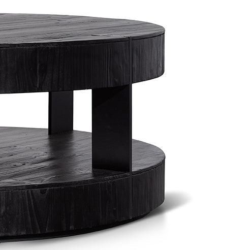 CCF6482-NI 100cm Round Coffee Table - Full Black - Furniture Castle