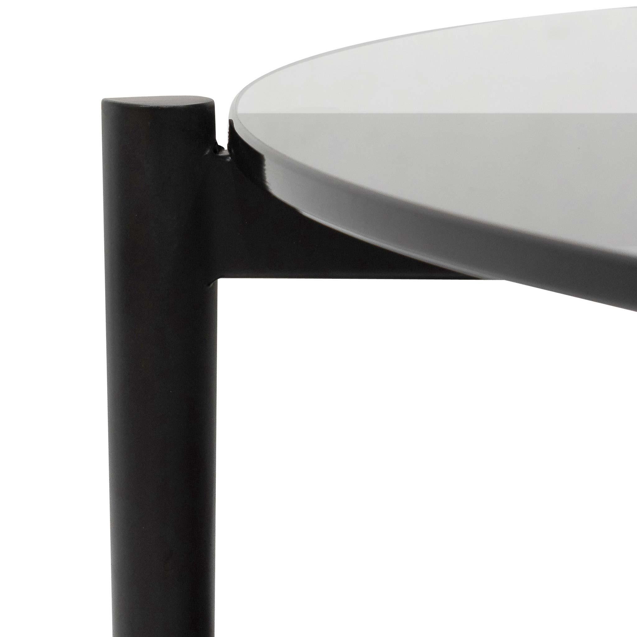 CCF6525-IG Round Grey Glass Coffee Table - Black - Furniture Castle