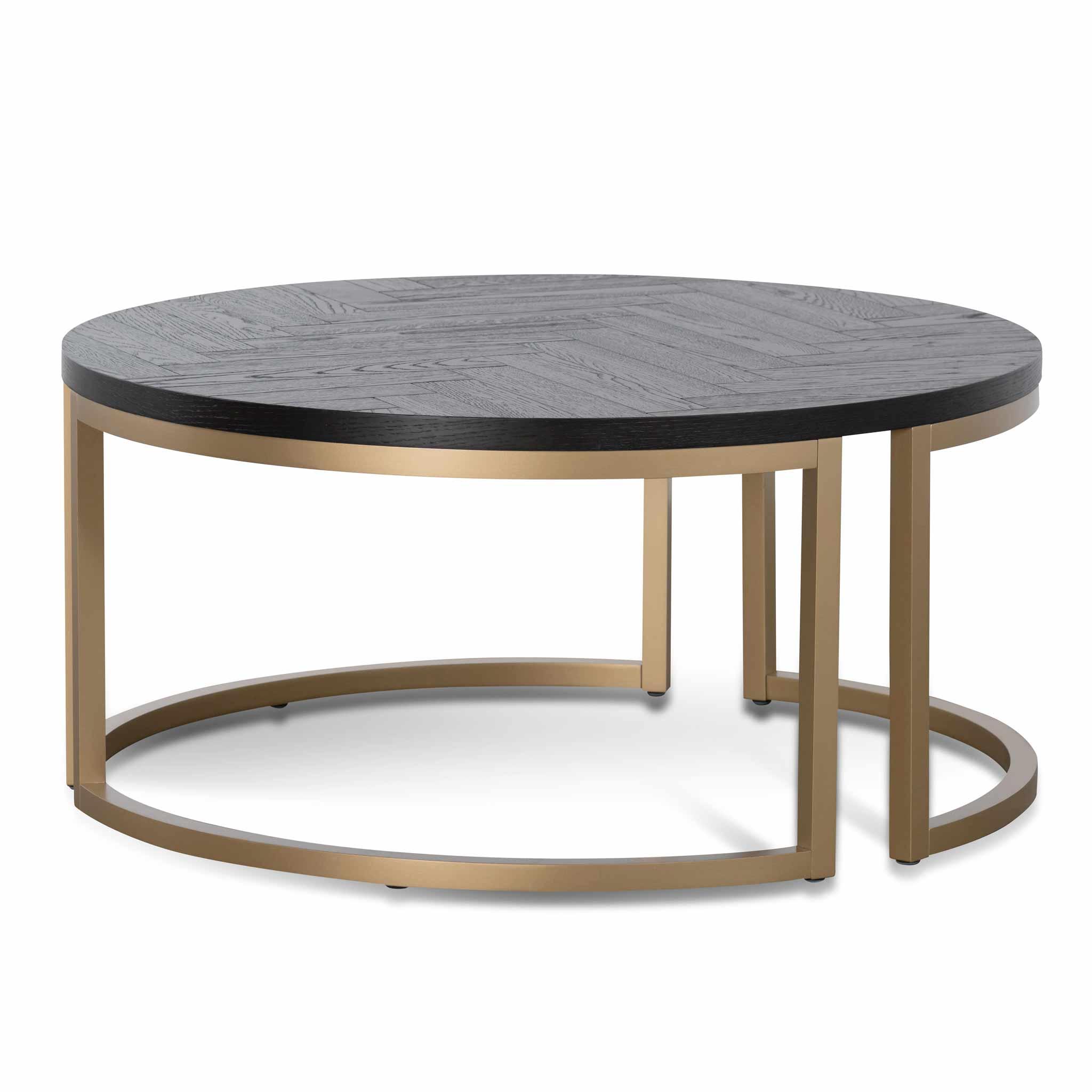 CCF6732-VN Round Coffee Table - Peppercorn and Brass - Furniture Castle