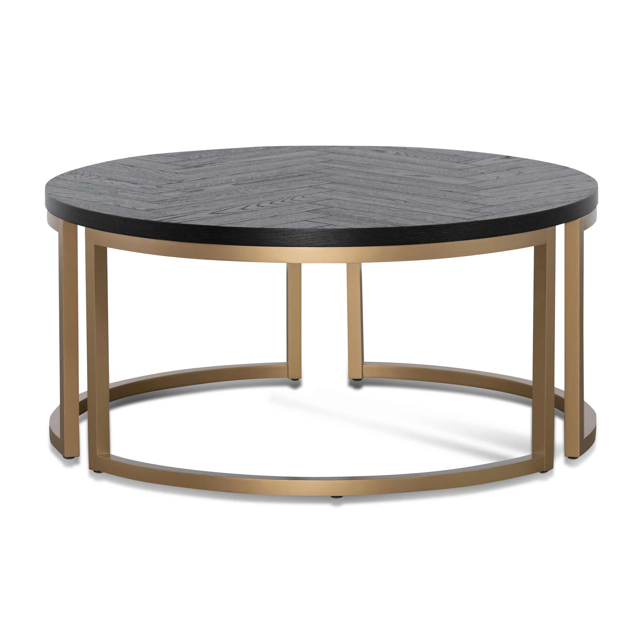 CCF6732-VN Round Coffee Table - Peppercorn and Brass - Furniture Castle