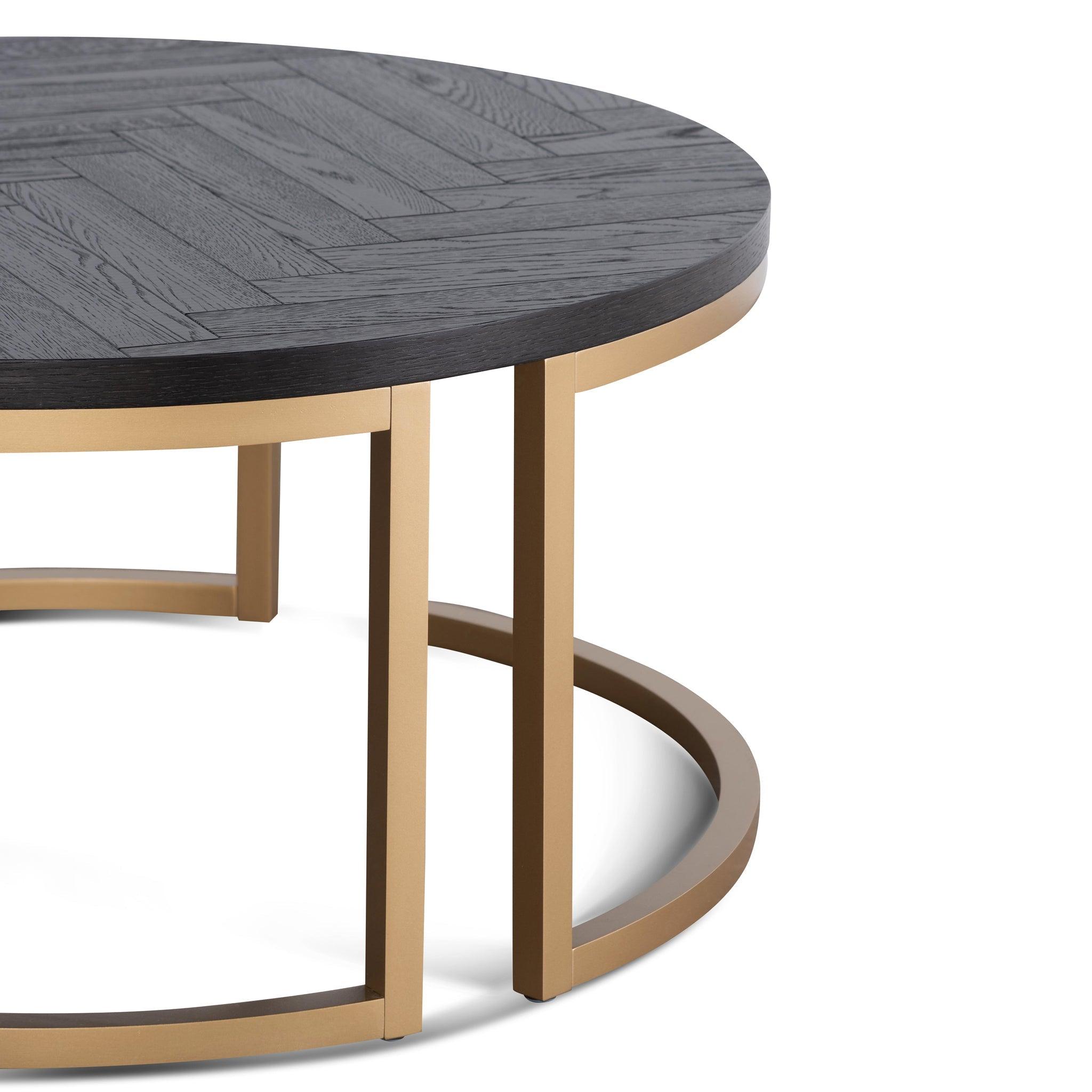 CCF6732-VN Round Coffee Table - Peppercorn and Brass - Furniture Castle