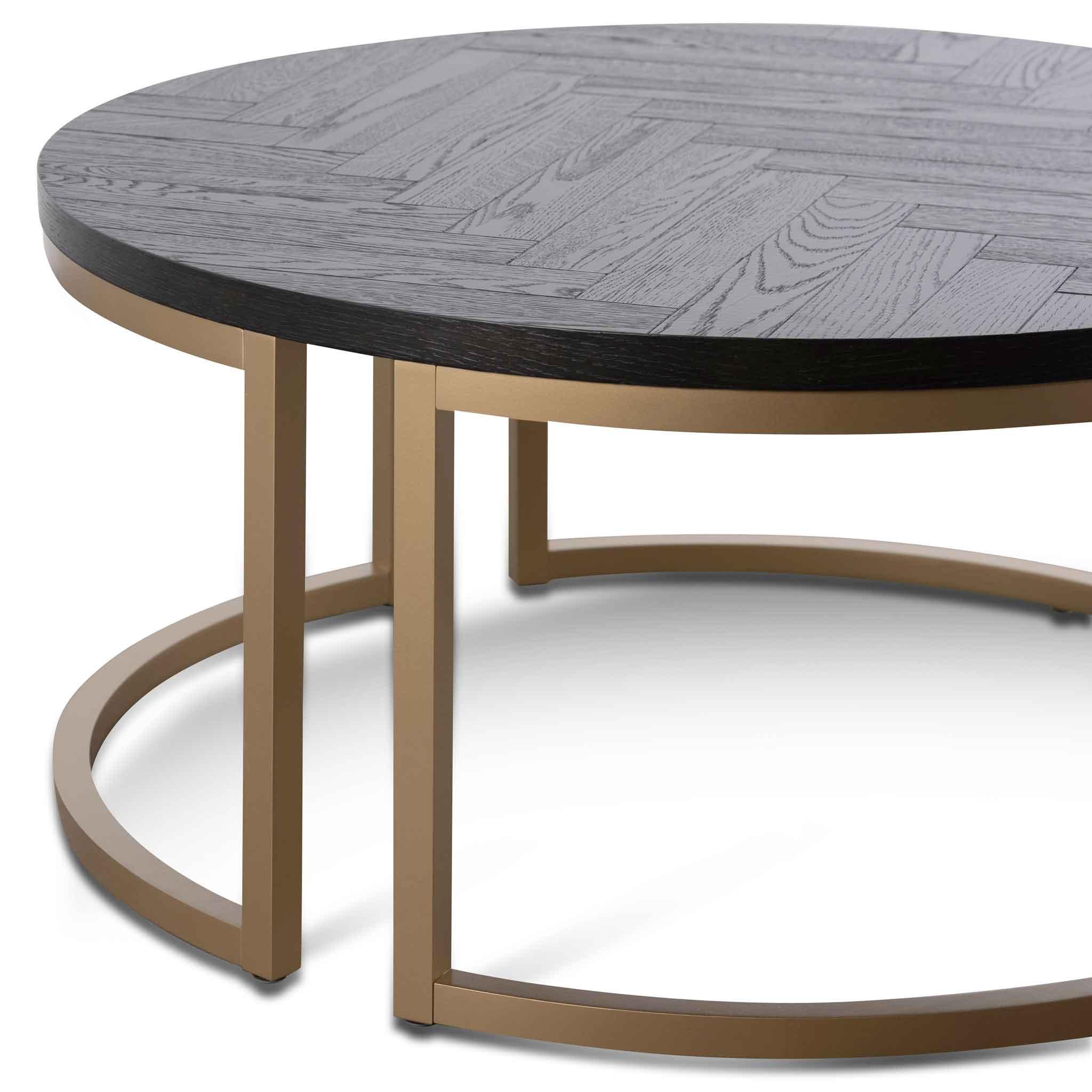 CCF6732-VN Round Coffee Table - Peppercorn and Brass - Furniture Castle