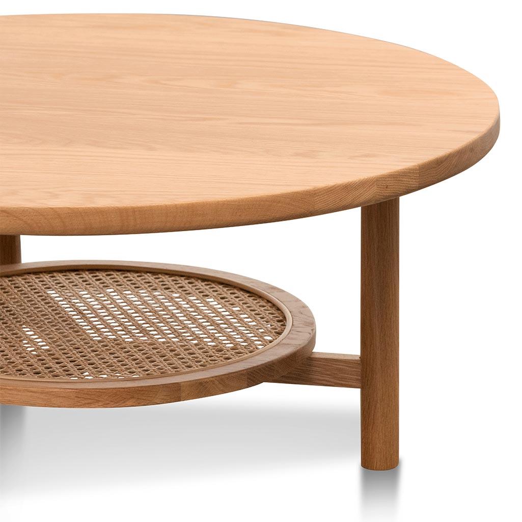 CCF6947-OW Solid Oak Round Coffee Table - Natural - Furniture Castle
