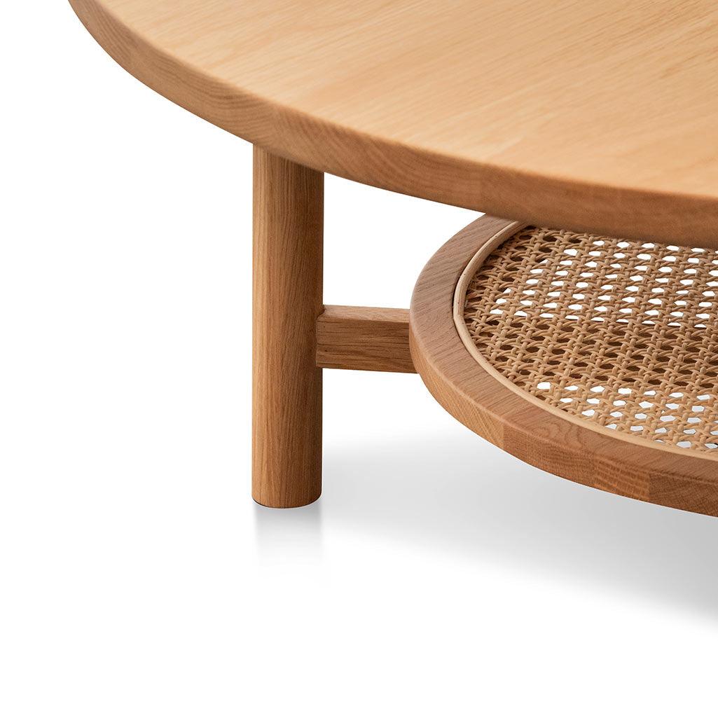 CCF6947-OW Solid Oak Round Coffee Table - Natural - Furniture Castle