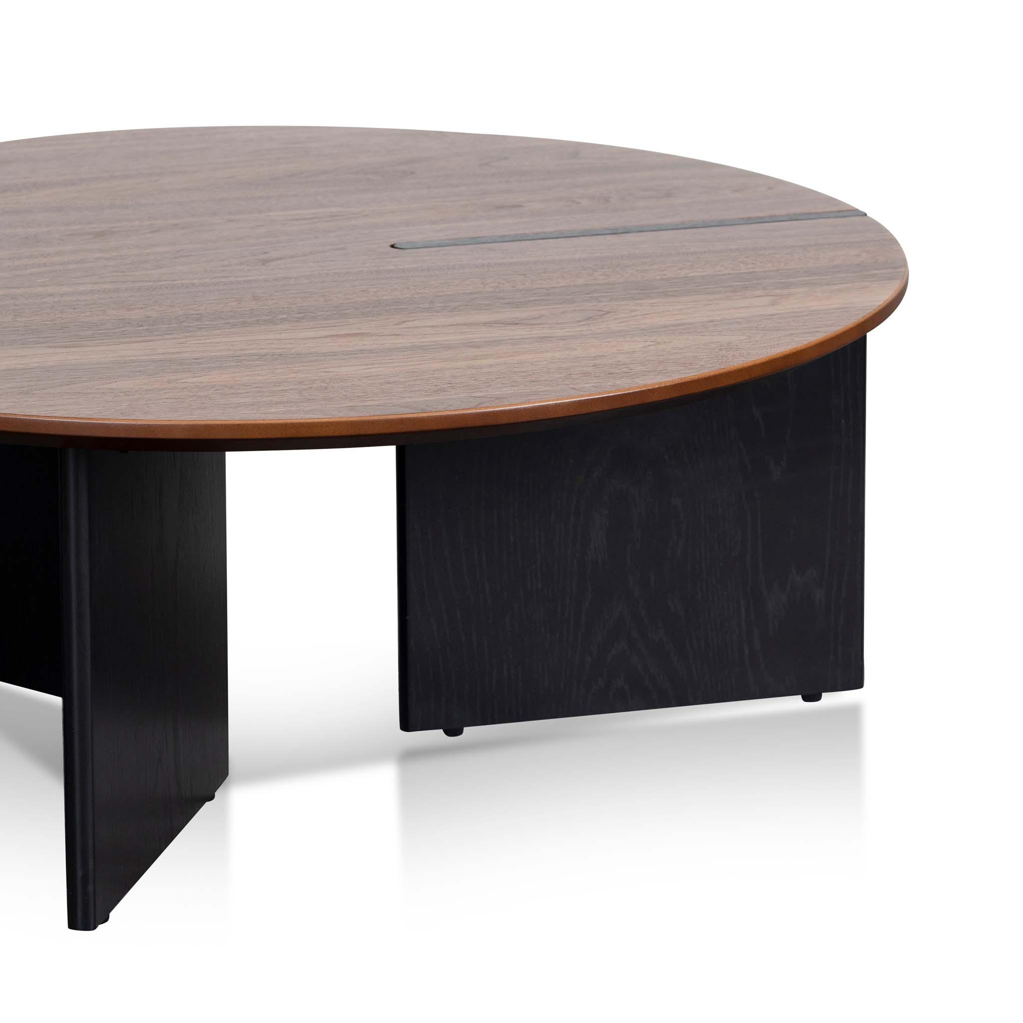 CCF8059-KD-CF8060-KD Nest of Light Walnut Coffee Table - Black Legs - Furniture Castle