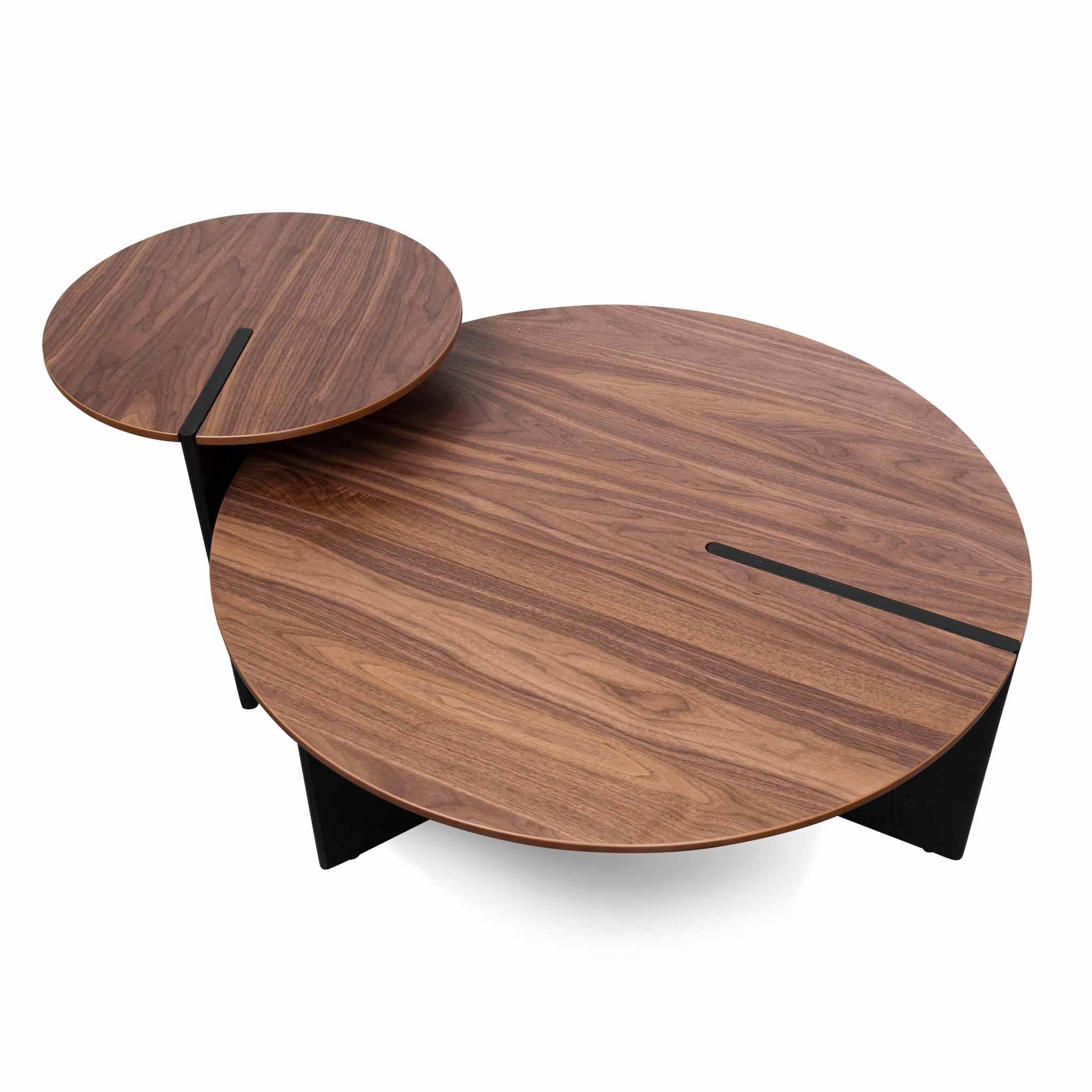 CCF8059-KD-CF8060-KD Nest of Light Walnut Coffee Table - Black Legs - Furniture Castle