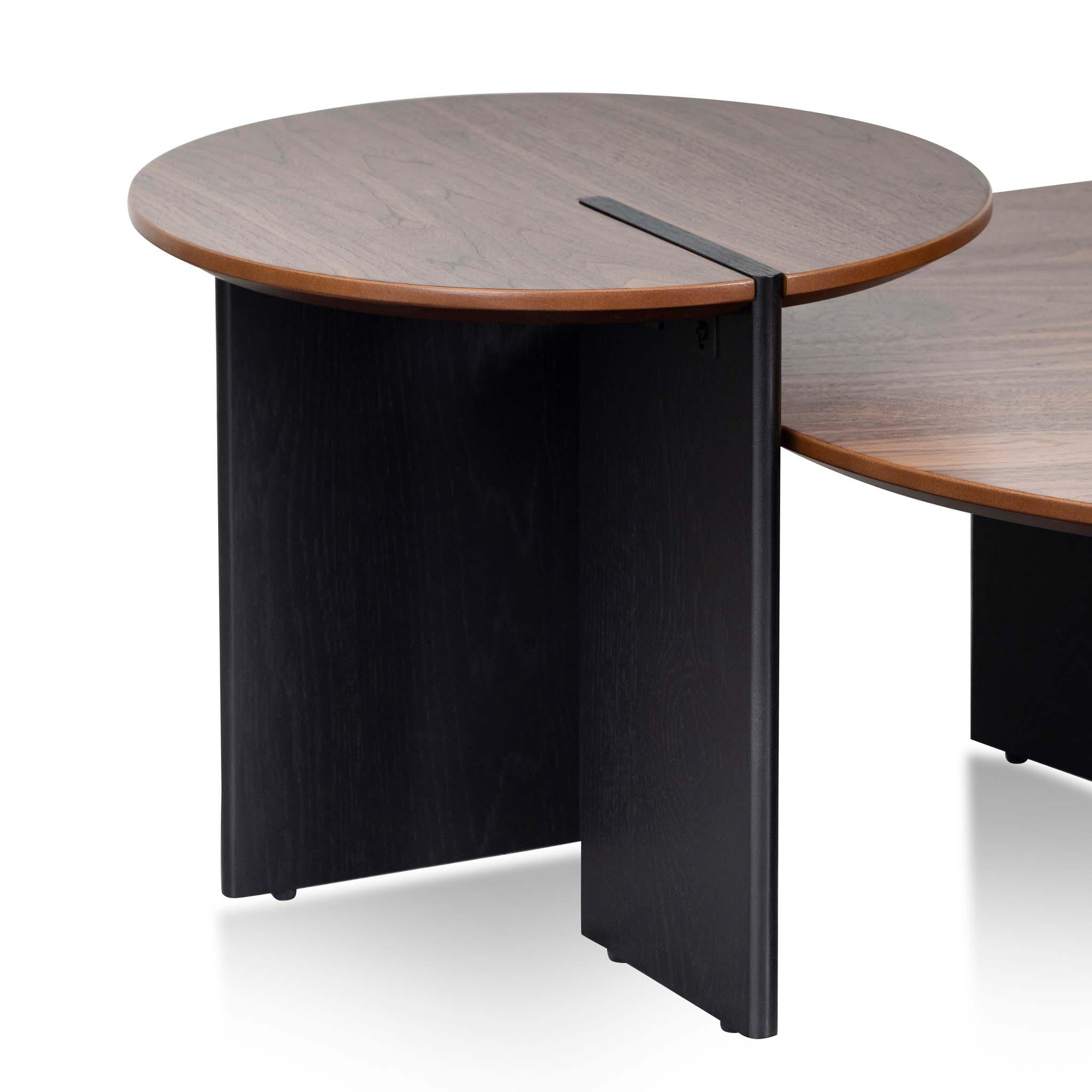 CCF8059-KD-CF8060-KD Nest of Light Walnut Coffee Table - Black Legs - Furniture Castle