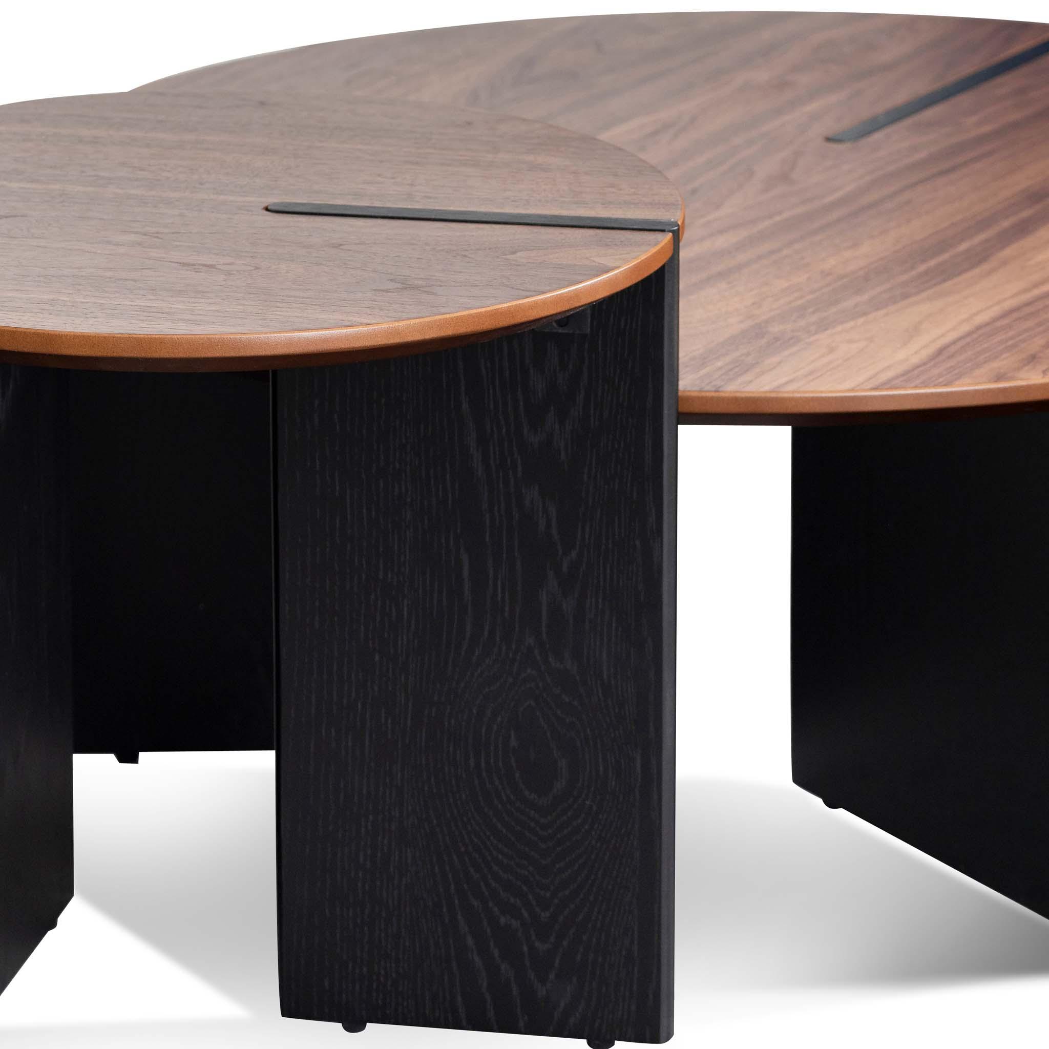 CCF8059-KD-CF8060-KD Nest of Light Walnut Coffee Table - Black Legs - Furniture Castle