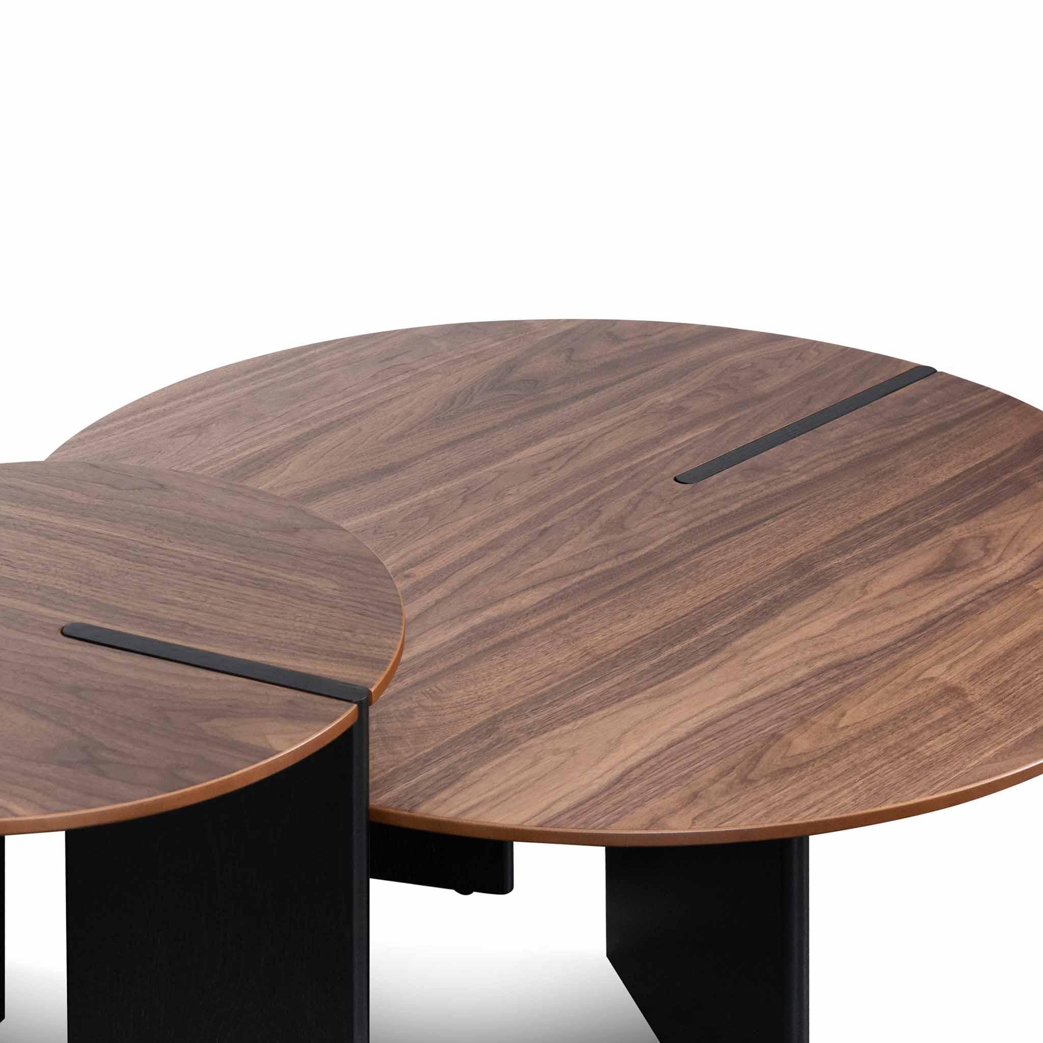 CCF8059-KD-CF8060-KD Nest of Light Walnut Coffee Table - Black Legs - Furniture Castle