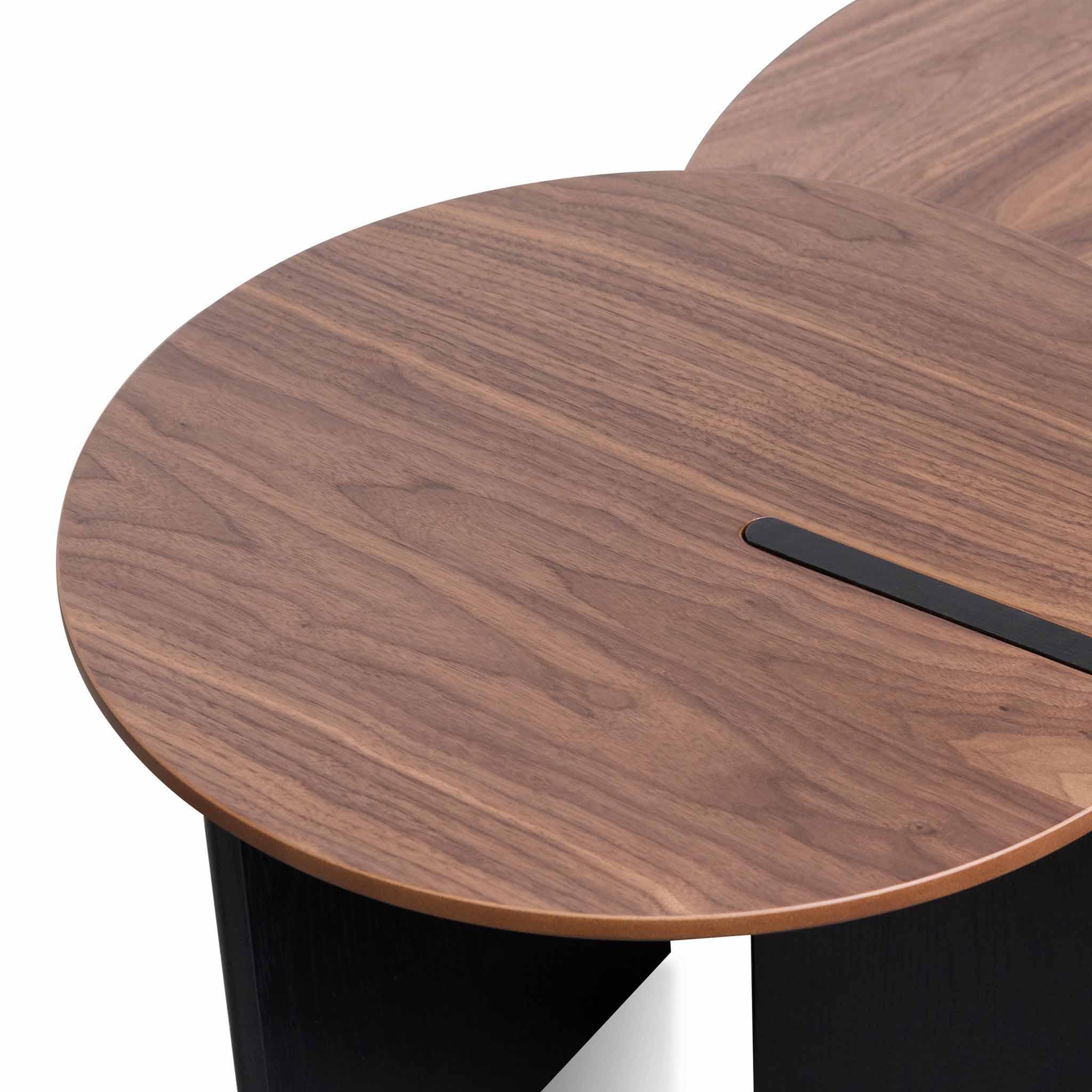CCF8059-KD-CF8060-KD Nest of Light Walnut Coffee Table - Black Legs - Furniture Castle