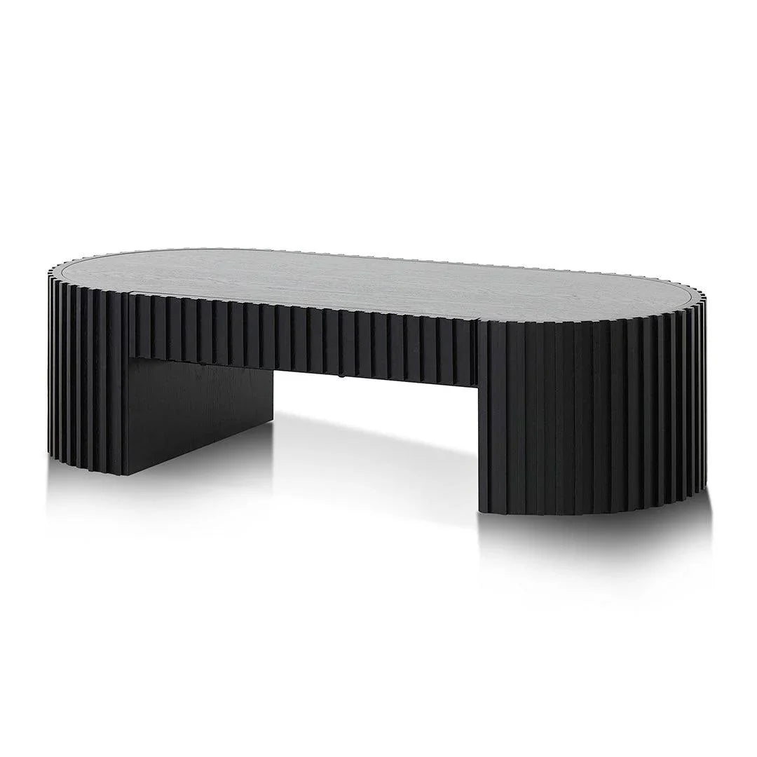 CCF8489-CN 1.3m Oval Coffee Table - Full Black Oak - Furniture Castle