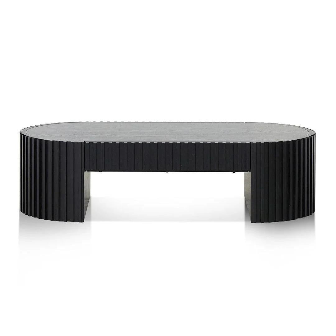 CCF8489-CN 1.3m Oval Coffee Table - Full Black Oak - Furniture Castle