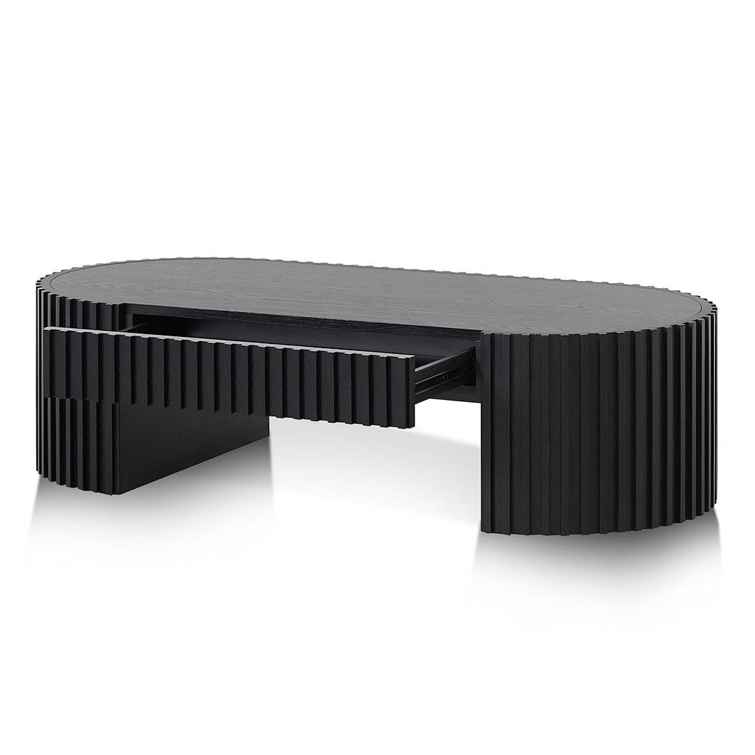 CCF8489-CN 1.3m Oval Coffee Table - Full Black Oak - Furniture Castle