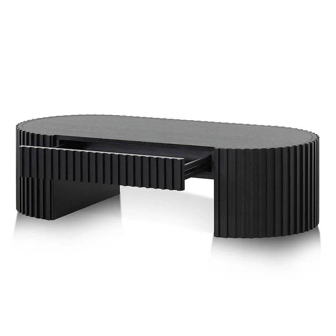 CCF8489-CN 1.3m Oval Coffee Table - Full Black Oak - Furniture Castle