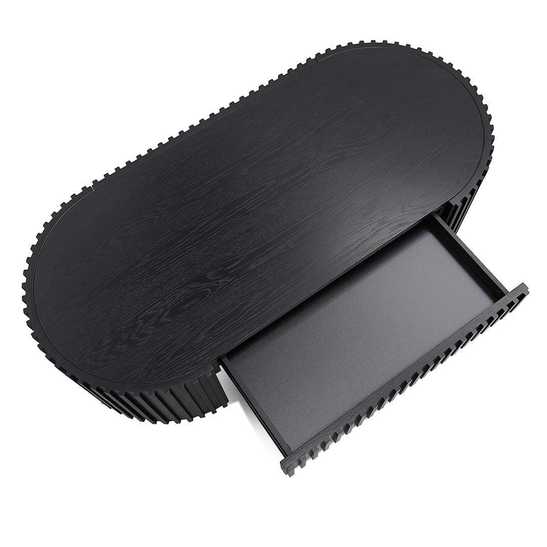 CCF8489-CN 1.3m Oval Coffee Table - Full Black Oak - Furniture Castle