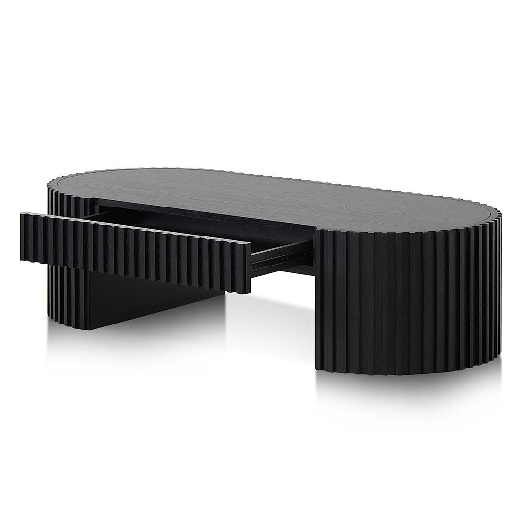CCF8489-CN 1.3m Oval Coffee Table - Full Black Oak - Furniture Castle