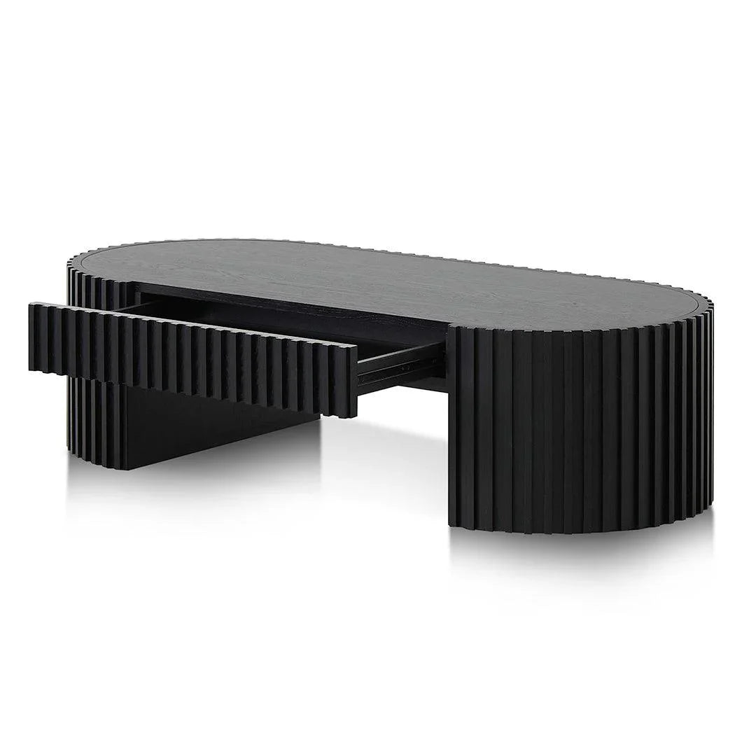 CCF8489-CN 1.3m Oval Coffee Table - Full Black Oak - Furniture Castle