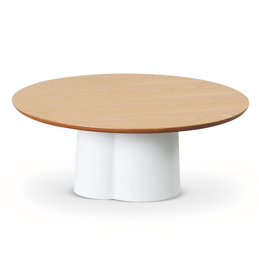 CCF8496-SD 80cm Round Natural Coffee Table - White - Furniture Castle