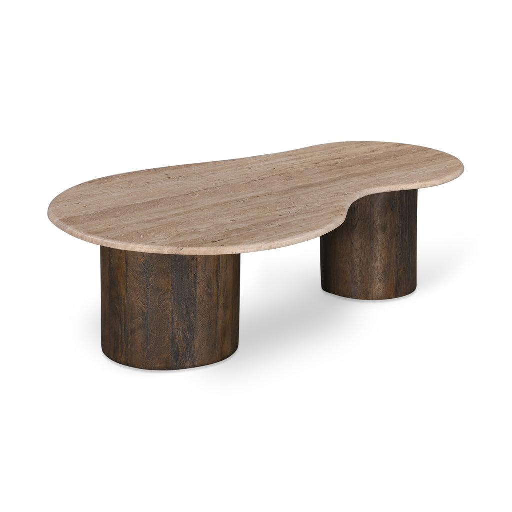 CCF8715-RB 1.2m Travertine Top Coffee Table - Walnut - Furniture Castle