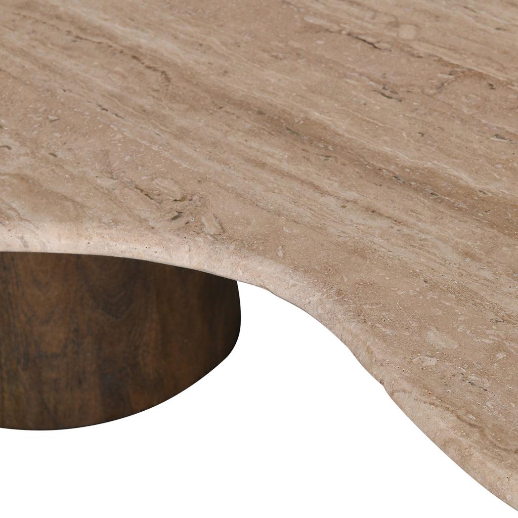 CCF8715-RB 1.2m Travertine Top Coffee Table - Walnut - Furniture Castle