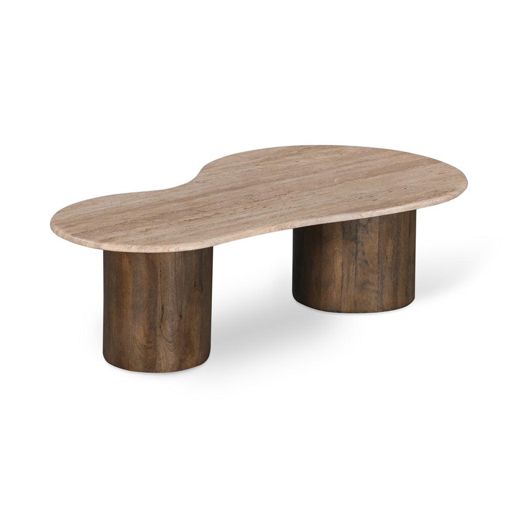 CCF8715-RB 1.2m Travertine Top Coffee Table - Walnut - Furniture Castle