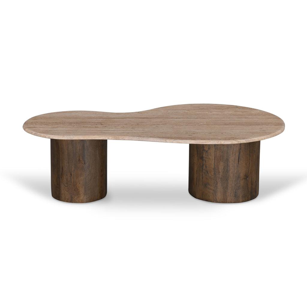 CCF8715-RB 1.2m Travertine Top Coffee Table - Walnut - Furniture Castle