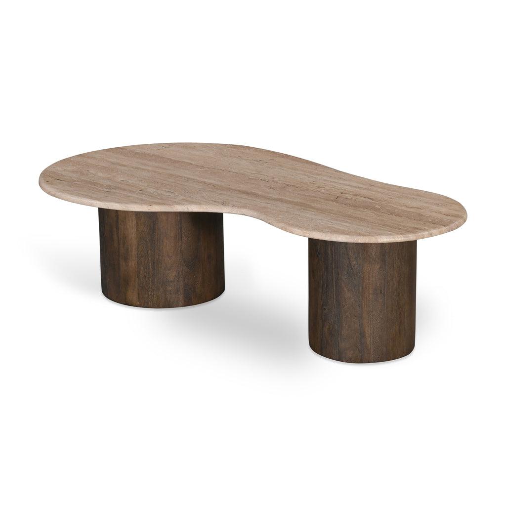 CCF8715-RB 1.2m Travertine Top Coffee Table - Walnut - Furniture Castle
