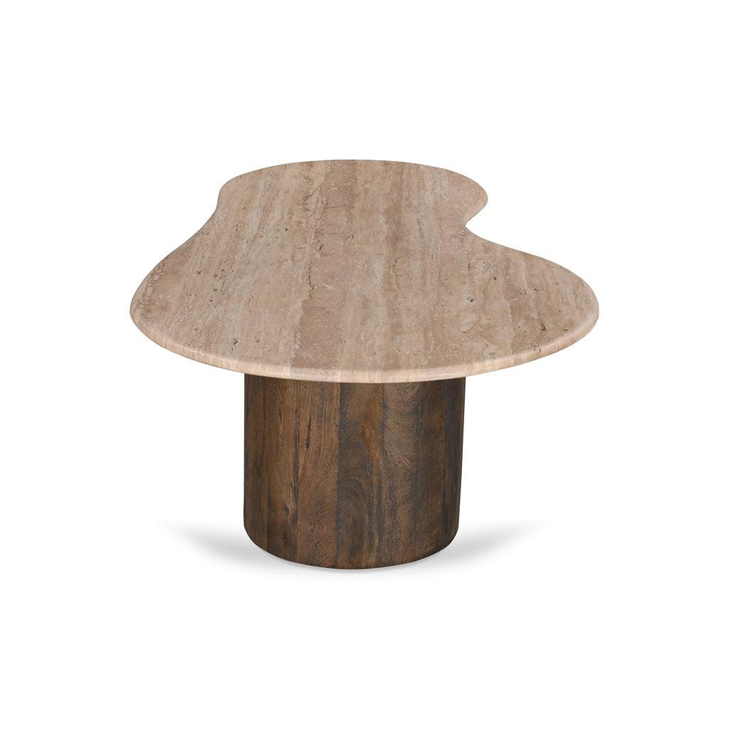CCF8715-RB 1.2m Travertine Top Coffee Table - Walnut - Furniture Castle