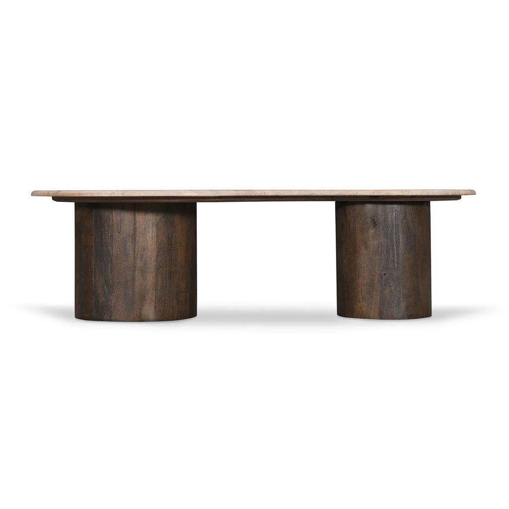 CCF8715-RB 1.2m Travertine Top Coffee Table - Walnut - Furniture Castle
