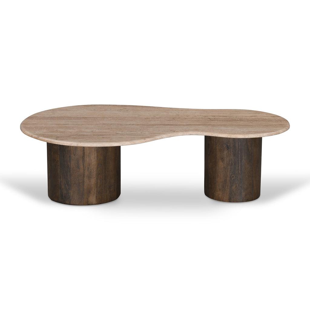 CCF8715-RB 1.2m Travertine Top Coffee Table - Walnut - Furniture Castle