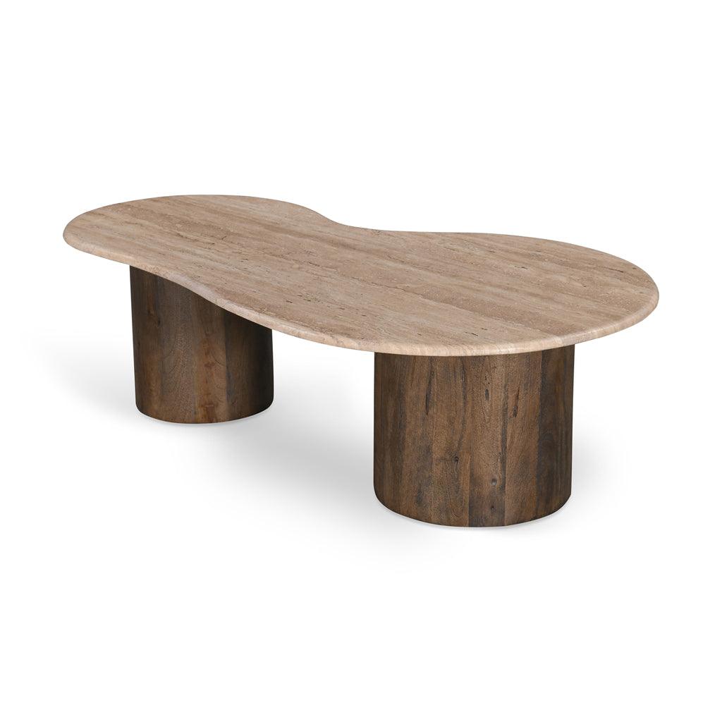 CCF8715-RB 1.2m Travertine Top Coffee Table - Walnut - Furniture Castle
