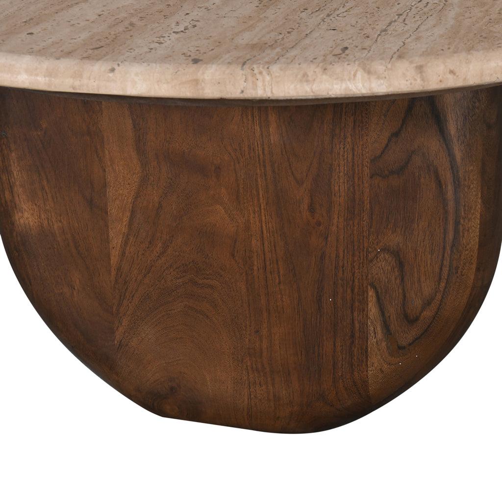 CCF8716-RB 1.2m Travertine Top Oval Coffee Table - Walnut - Furniture Castle
