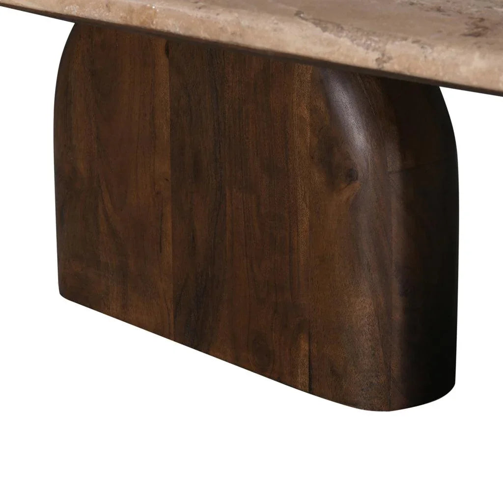 CCF8716-RB 1.2m Travertine Top Oval Coffee Table - Walnut - Furniture Castle