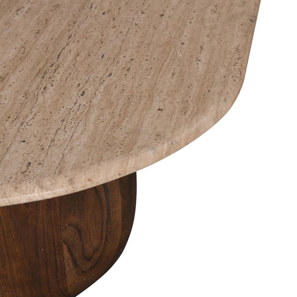 CCF8716-RB 1.2m Travertine Top Oval Coffee Table - Walnut - Furniture Castle