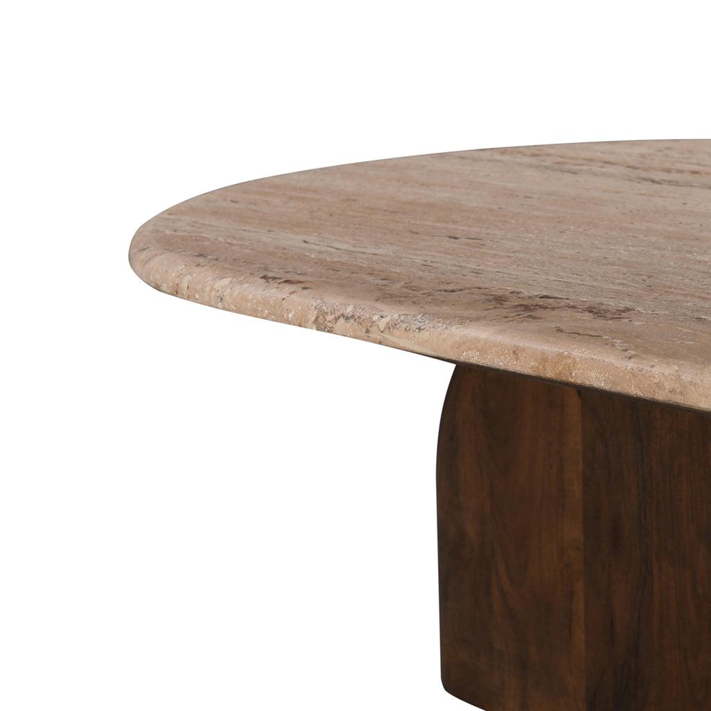 CCF8716-RB 1.2m Travertine Top Oval Coffee Table - Walnut - Furniture Castle