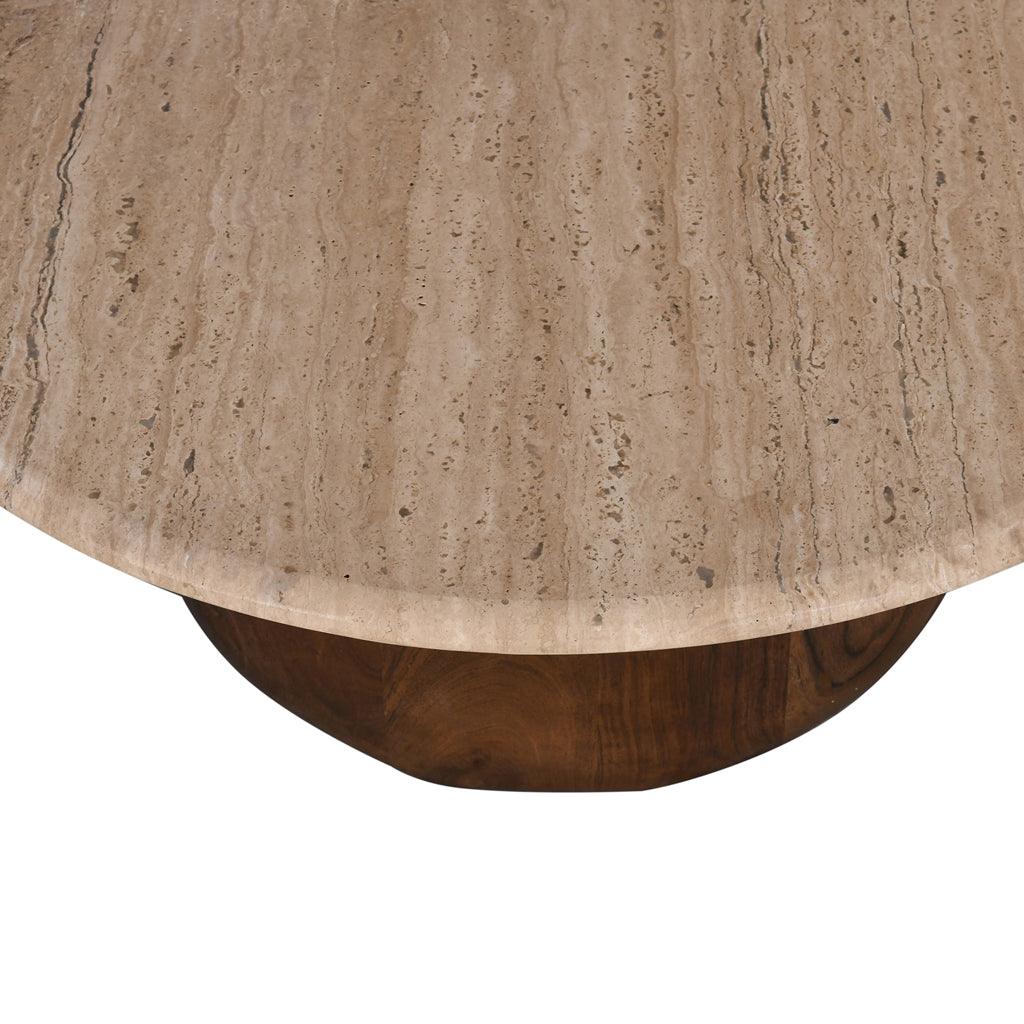 CCF8716-RB 1.2m Travertine Top Oval Coffee Table - Walnut - Furniture Castle